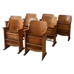 Vintage 60s Einzel Kino Stuhl in Holz Italienisch Design