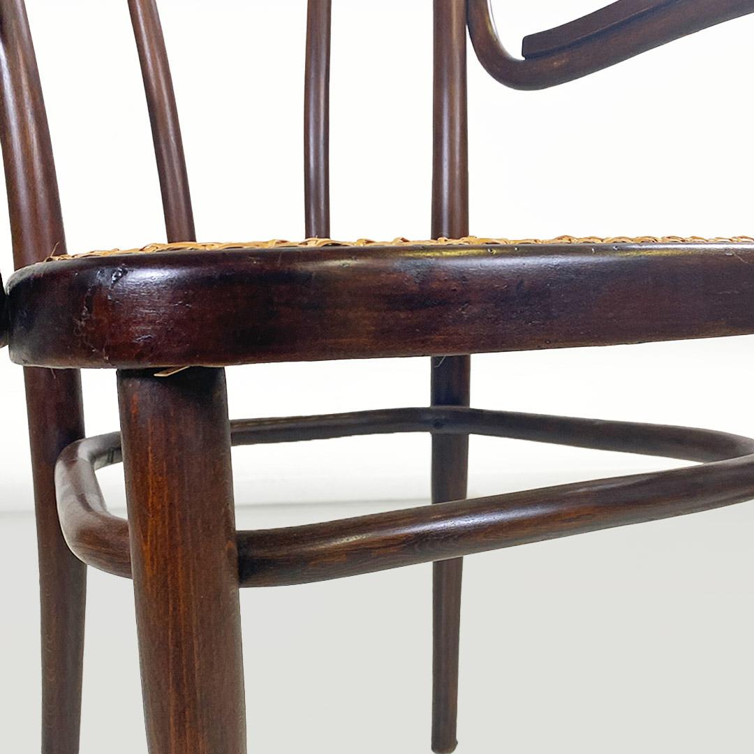 Thonet chair with arms made of wood and Vienna straw, Austria, early 1900s For Sale 8