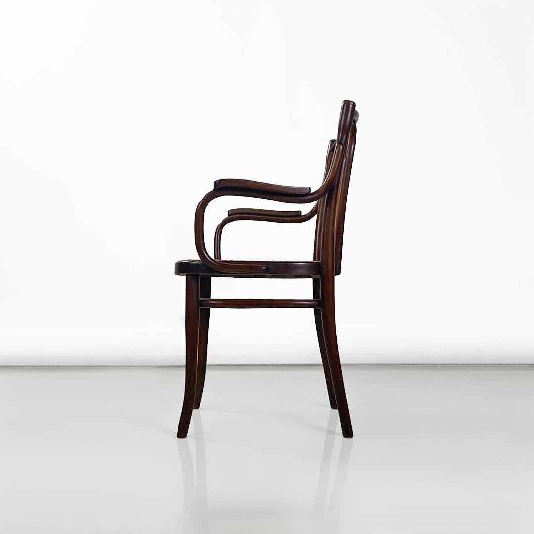 Thonet-Stuhl mit Armlehnen aus Holz und Wiener Stroh, Österreich, frühe 1900er Jahre im Zustand „Gut“ im Angebot in MIlano, IT