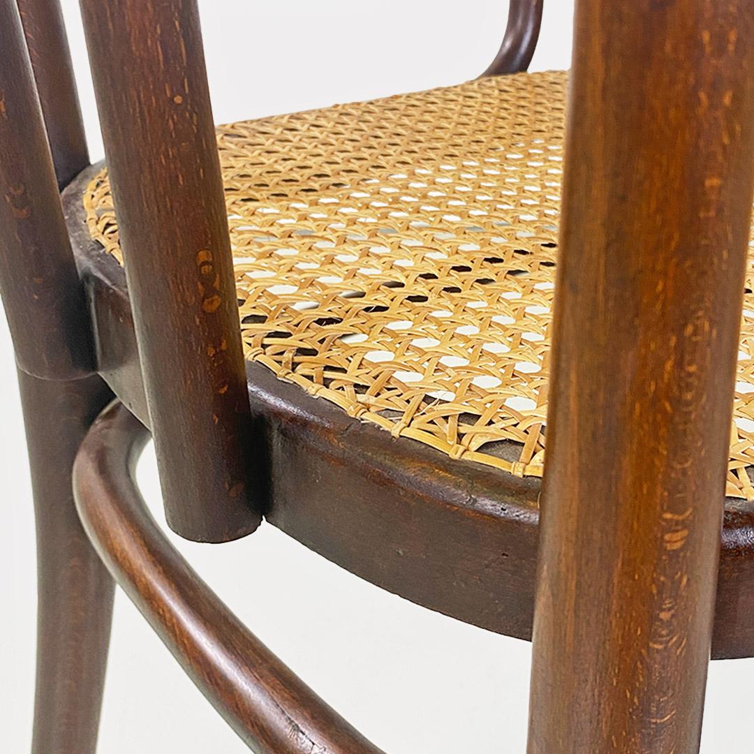 Thonet chair with arms made of wood and Vienna straw, Austria, early 1900s For Sale 1