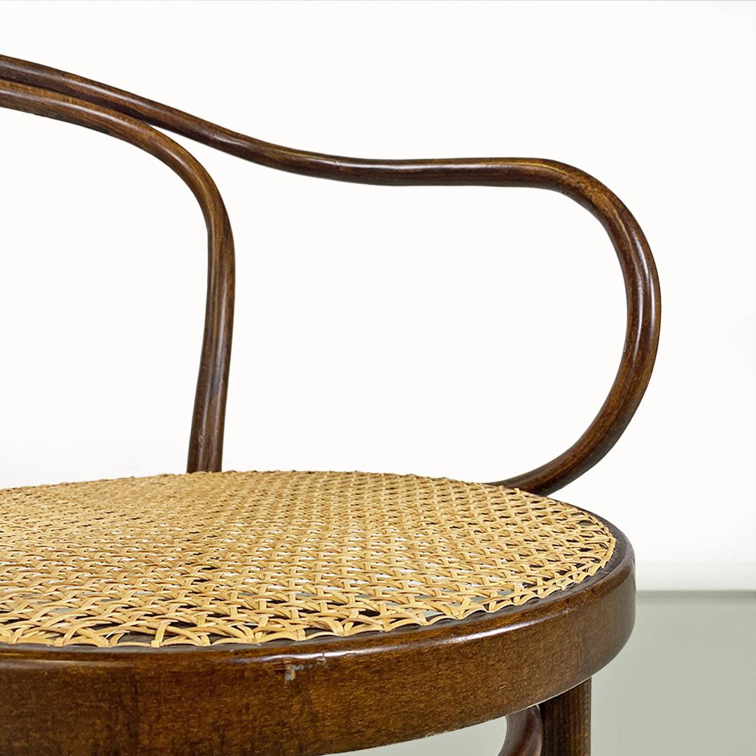 Sedia Thonet in legno e paglia di Vienna, italiana di metà secolo, 1960s 1