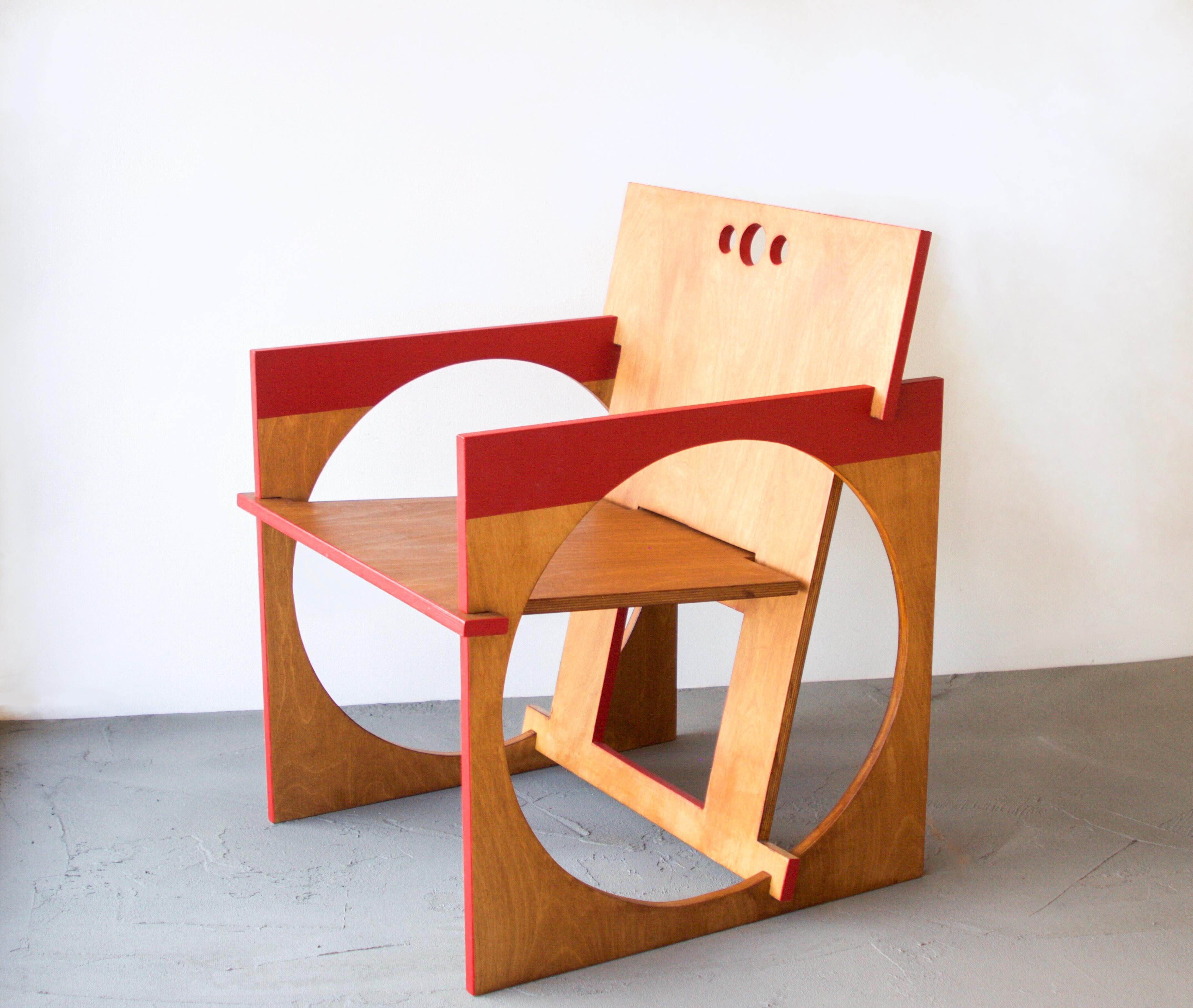 Sedia Tonda Armchair by Edoardo Lietti Studio
Unique Piece
Dimensions: D 42 x W 55 x H 75 cm.
Materials: Birch plywood.
Weight: 12 kg.

The chair is a flatpack that can be easily assembled and disassembled. The object came with an authenticity tag
