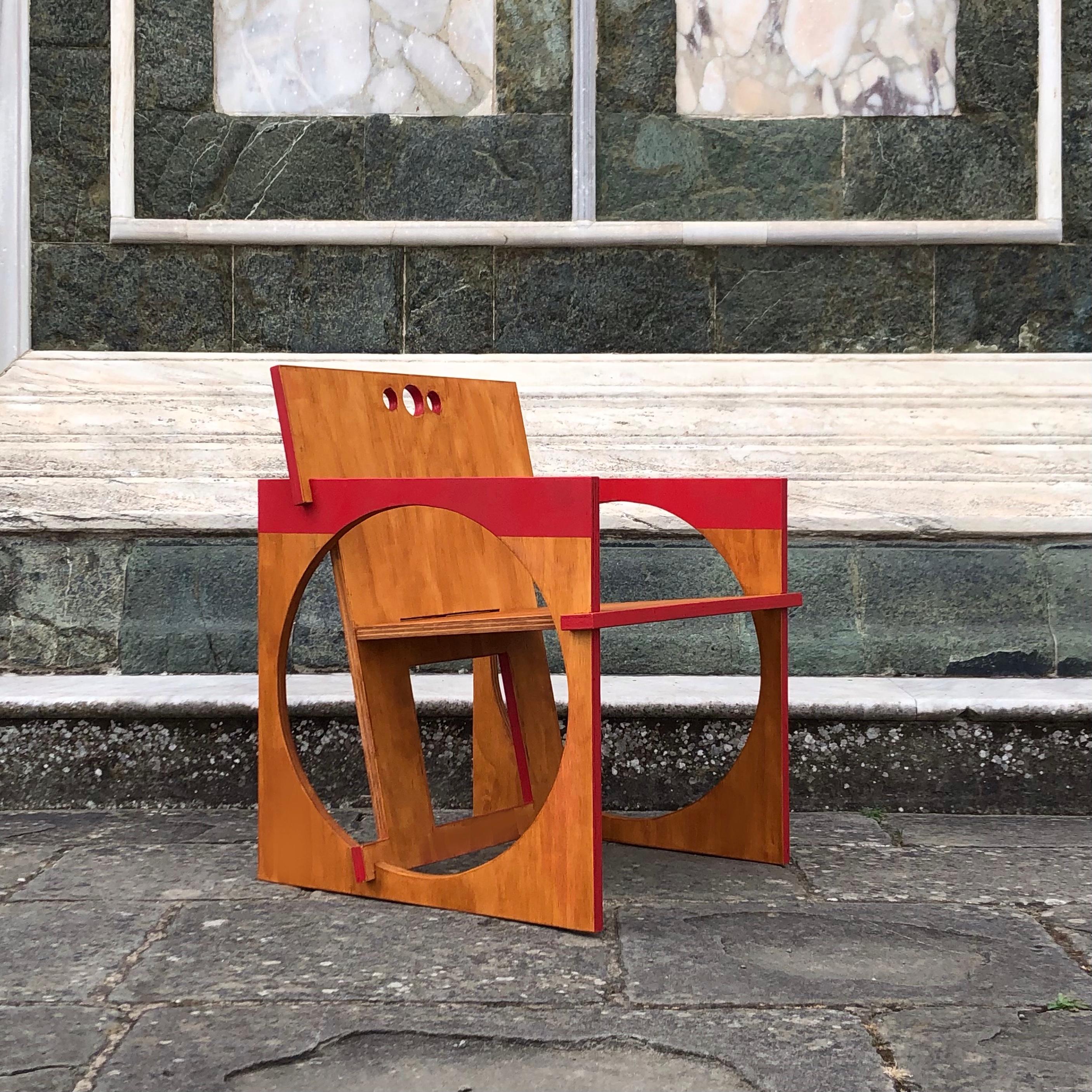 Danish Sedia Tonda Red Chair by Edoardo Lietti