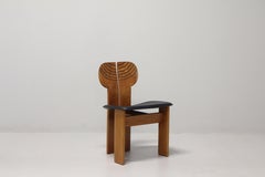 Sedie Afra & Tobia Scarpa "Africa" per Maxalto, pelle nera, 1975, Set di 8