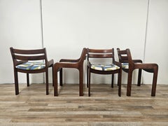 Sedie anni '70 per sala da pranzo in faggio e tessuto Space Age