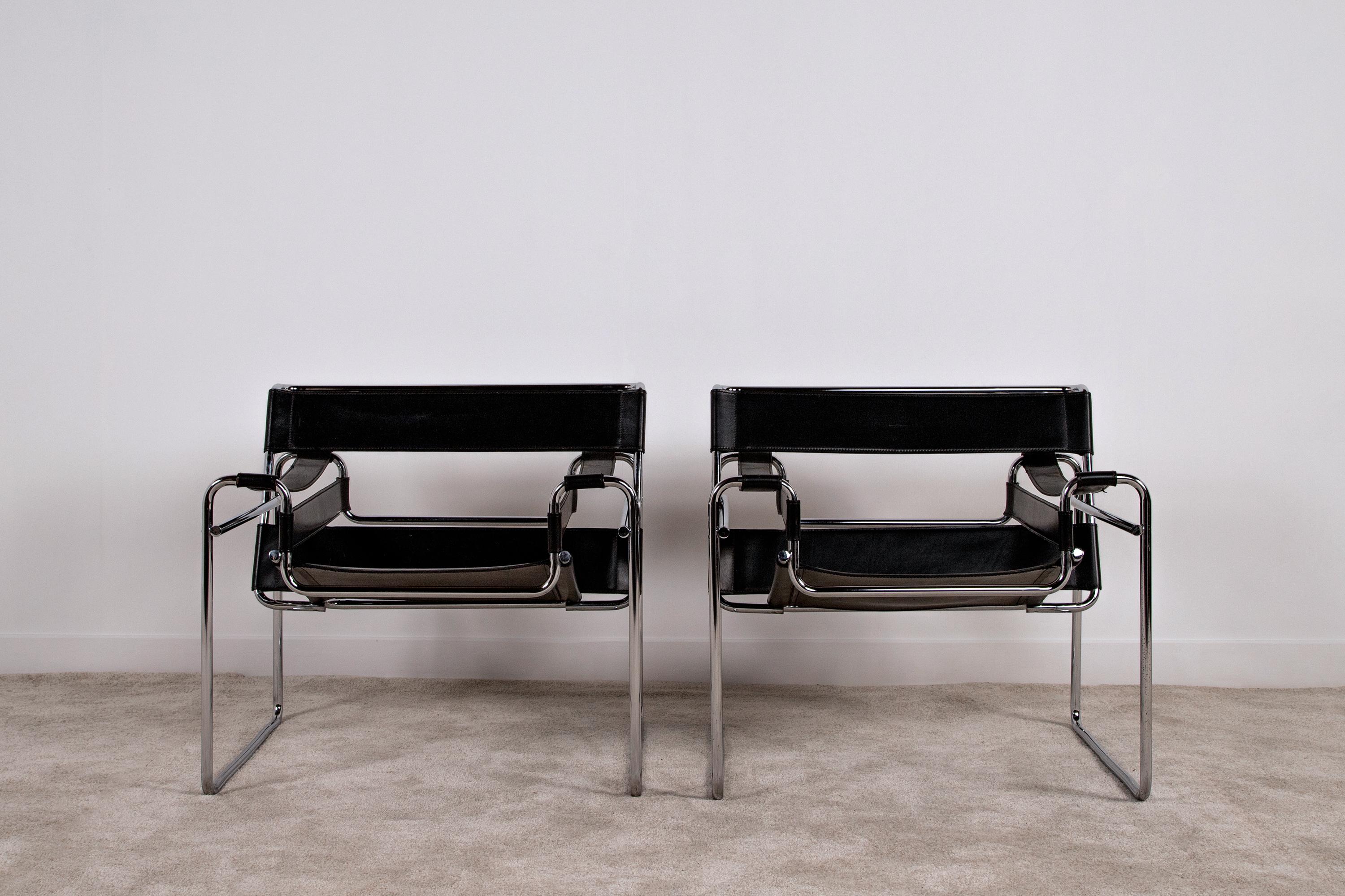 Bauhaus Sedie B3 Wassily di Marcel Breuer, anni '60, set di 2 in vendita