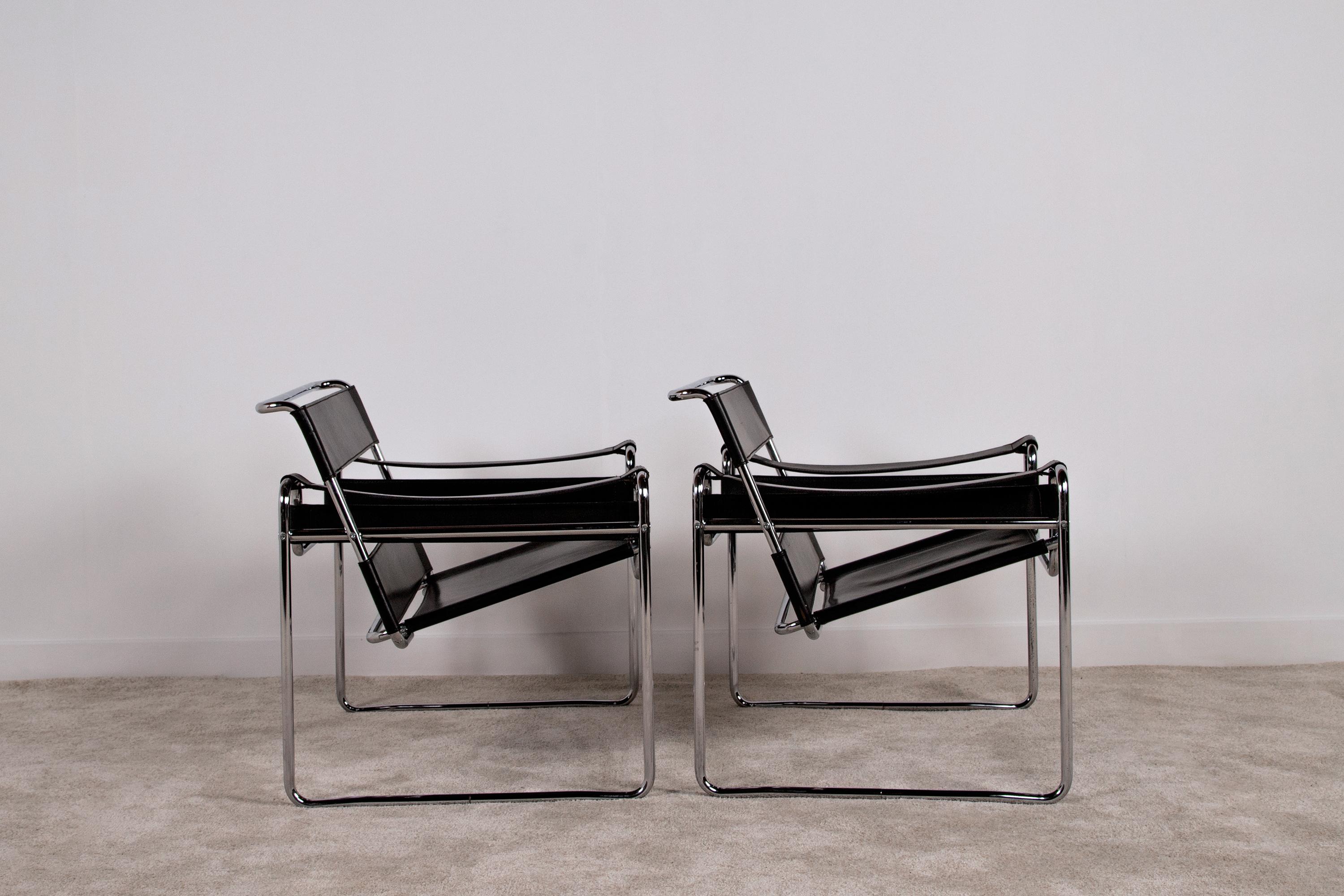 Italian Sedie B3 Wassily di Marcel Breuer, anni '60, set di 2 in vendita