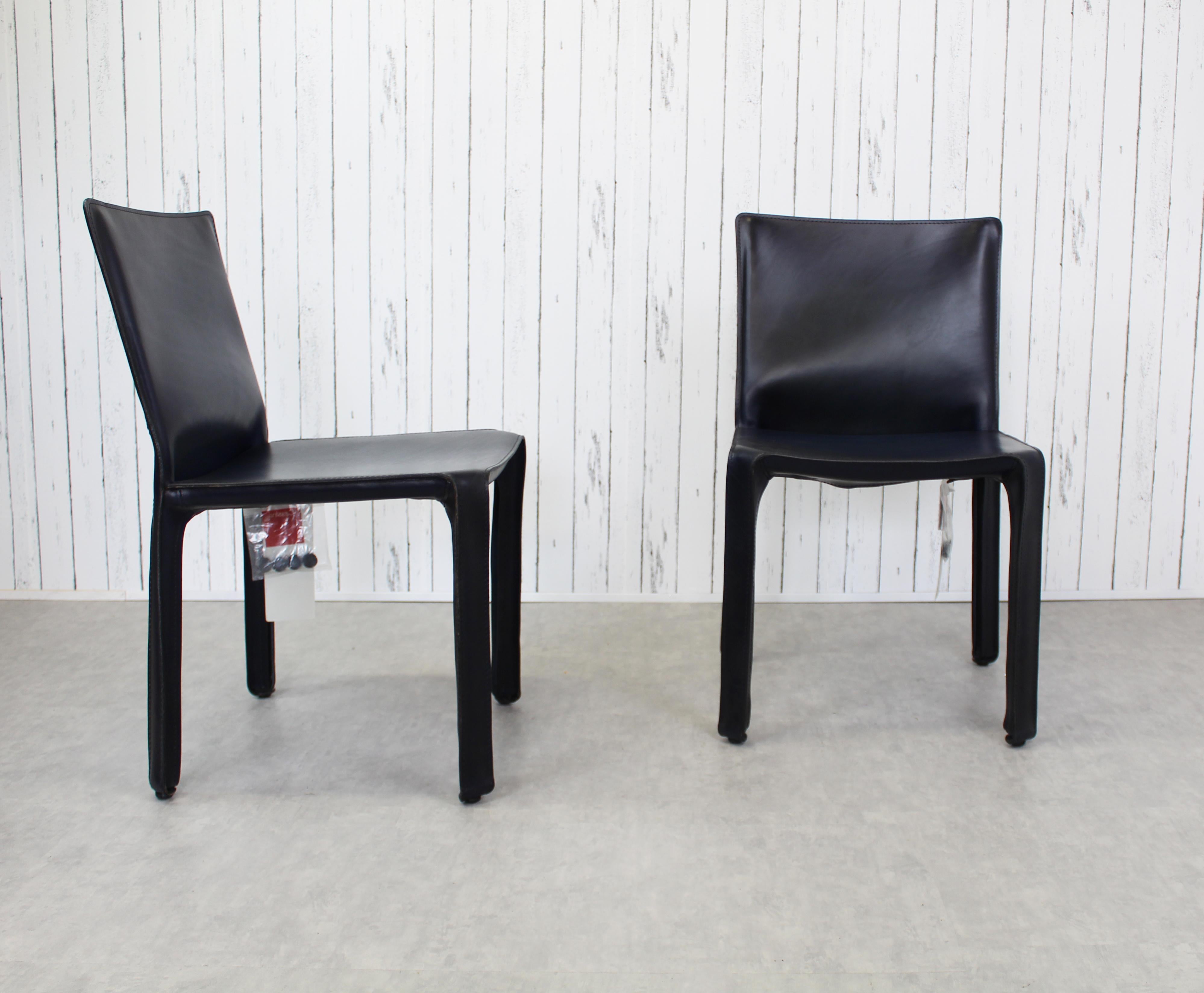 Cab 412 chairs by Mario Bellini for Cassina In Good Condition For Sale In Minerbio, BO