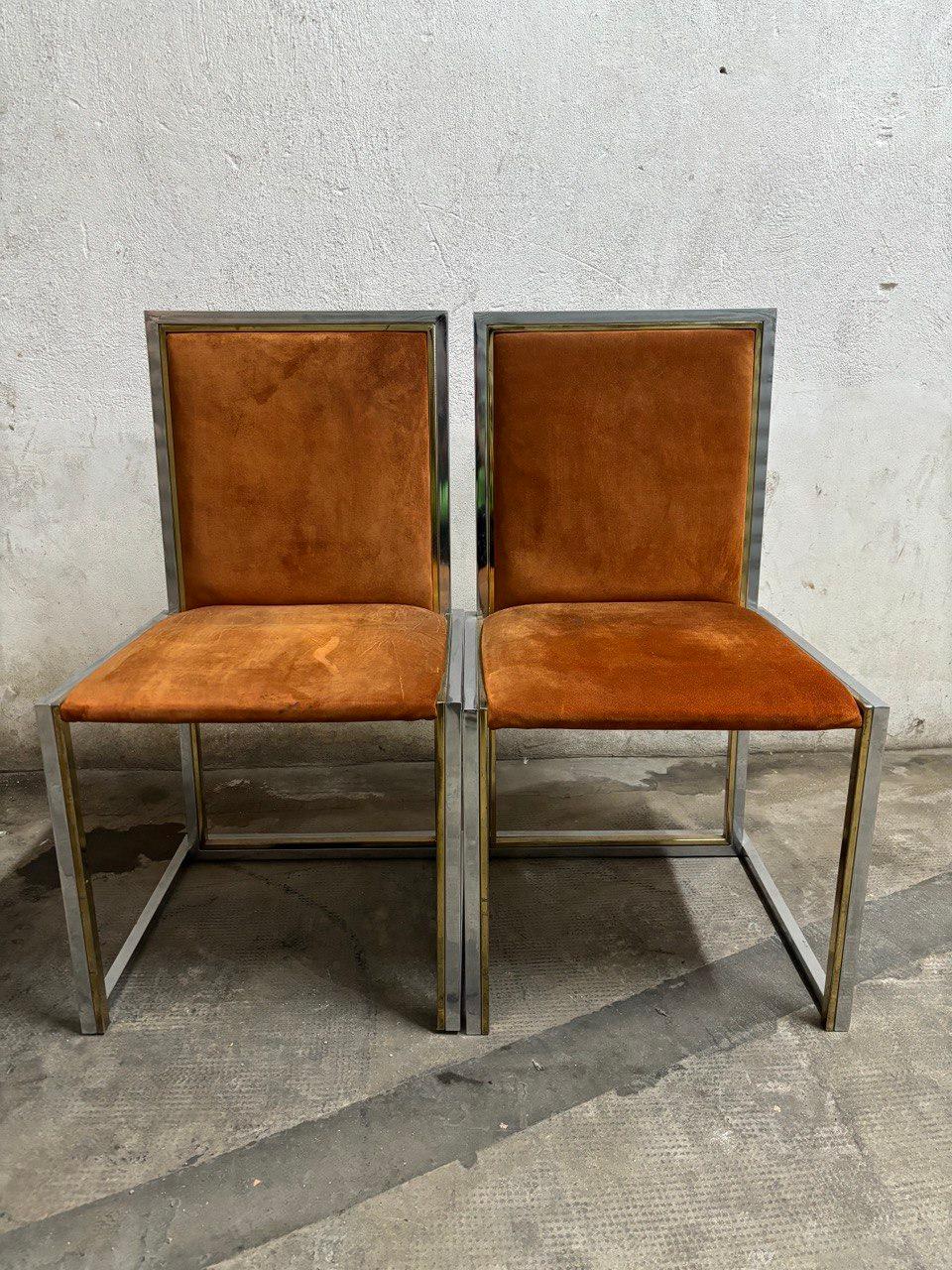 Italian Paire de chaises dans le style de Willy Rizzo en vente