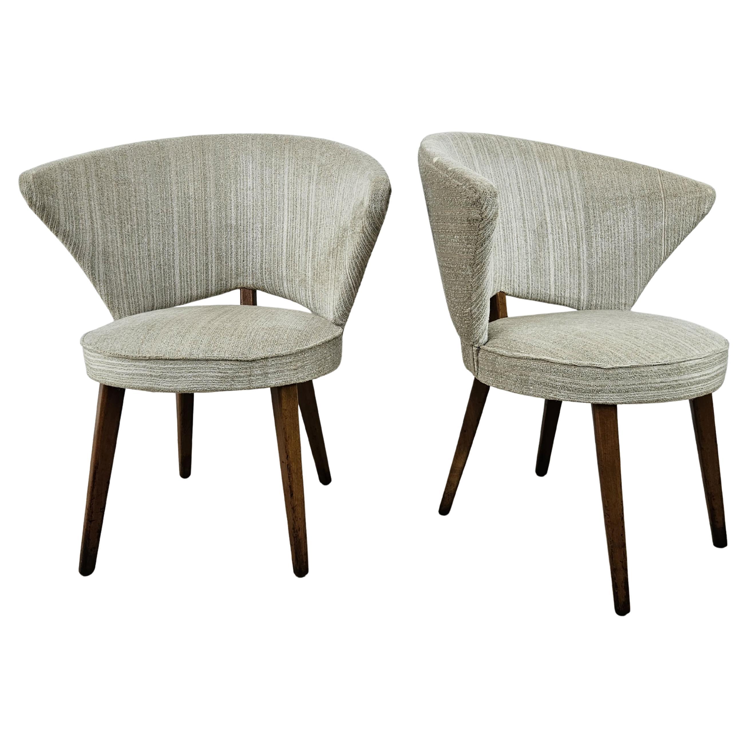 German 1940s cocktail chairs upholstered in fabric