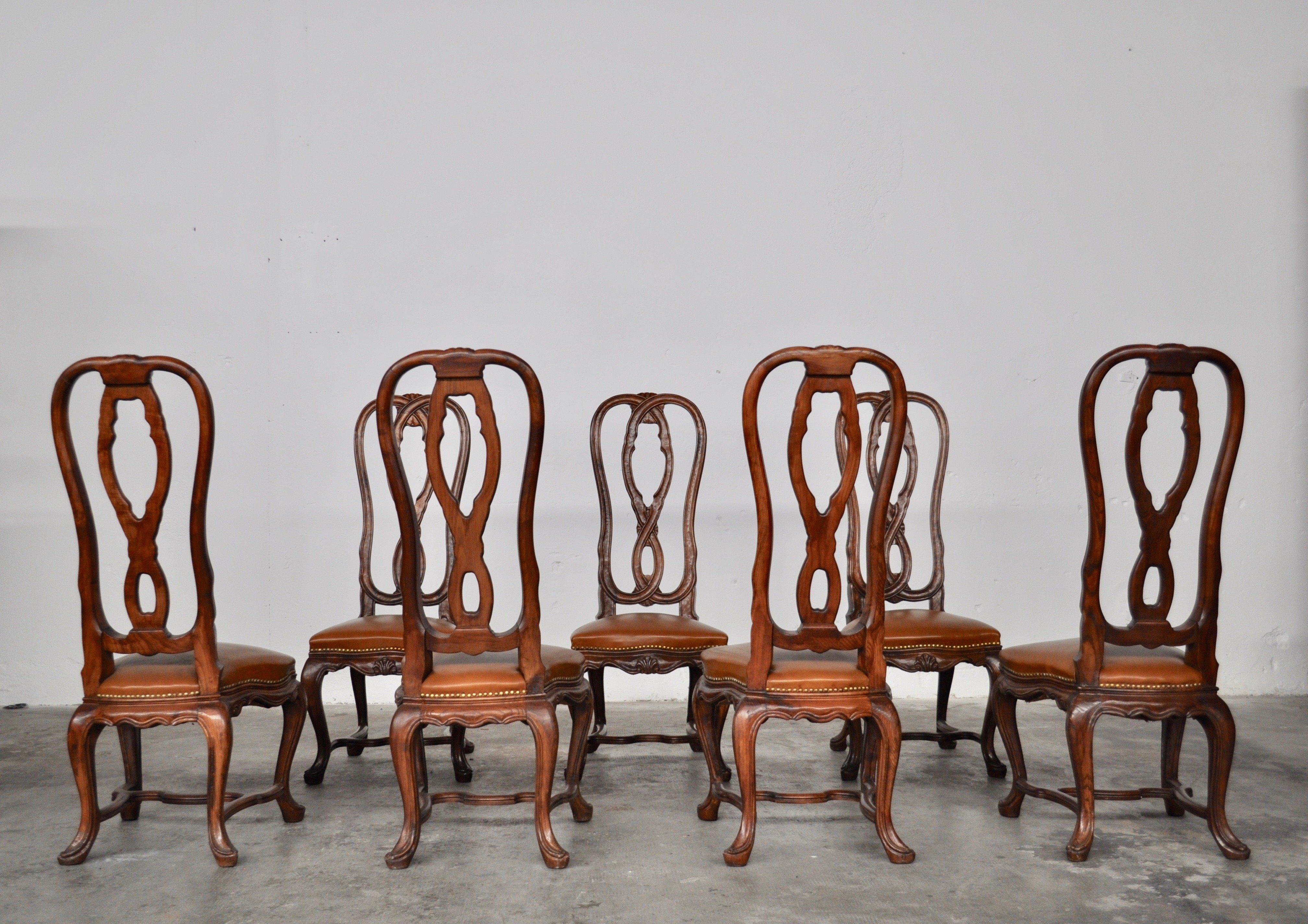 Mid-Century ash dining chairs, Italy, 1950s, set of 7 For Sale 3