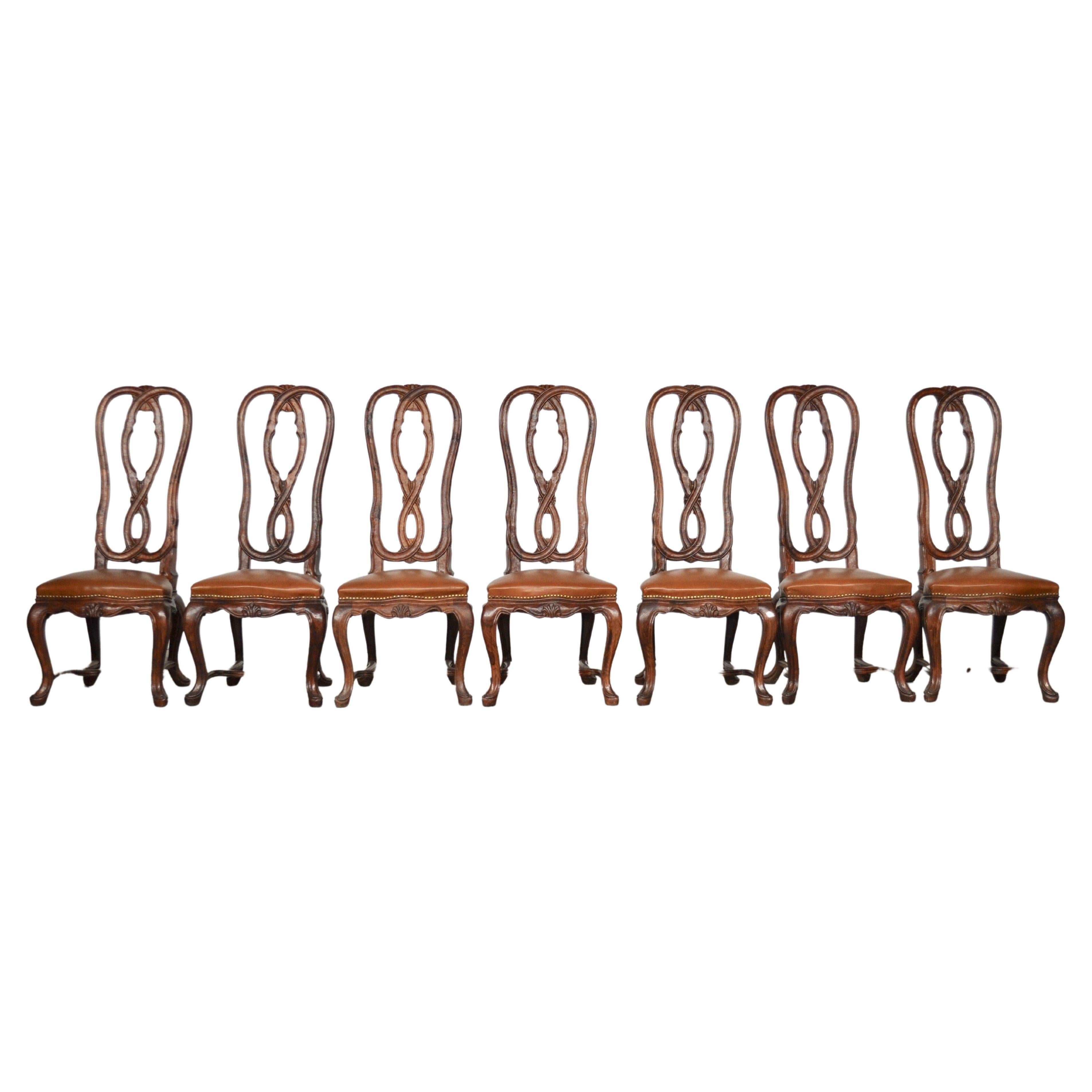 Mid-Century ash dining chairs, Italy, 1950s, set of 7 For Sale