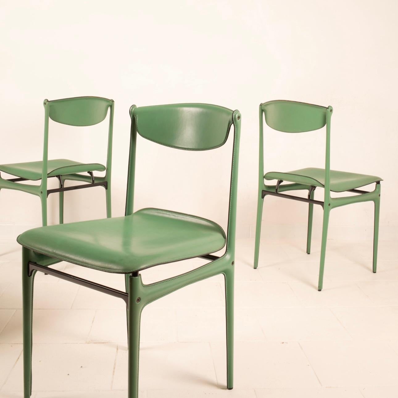 Leather Chairs by Tito Agnoli for Matteo Grassi For Sale