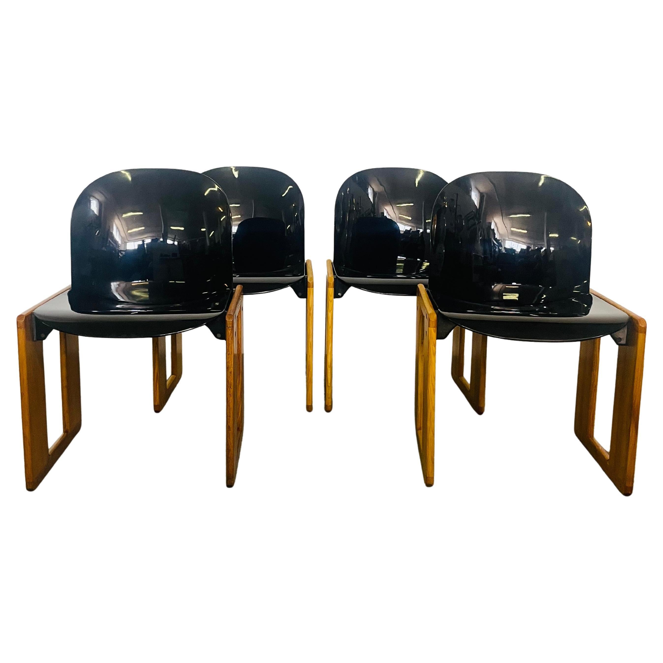 Sedie Dialogo Mid-Century in plastica e legno di Tobia Scarpa per B&B, Italia, a im Angebot