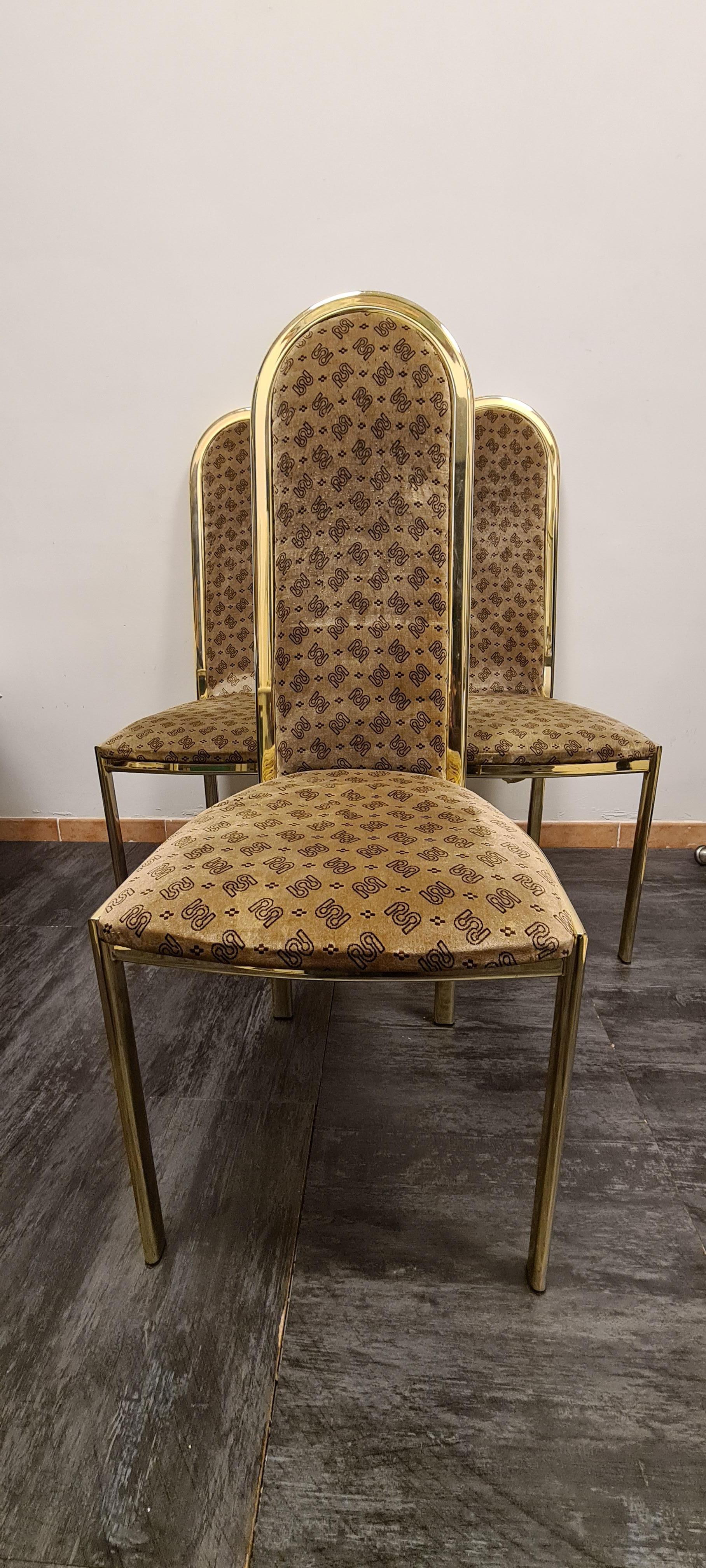 Italian 1970s gilded chairs from the Morex company