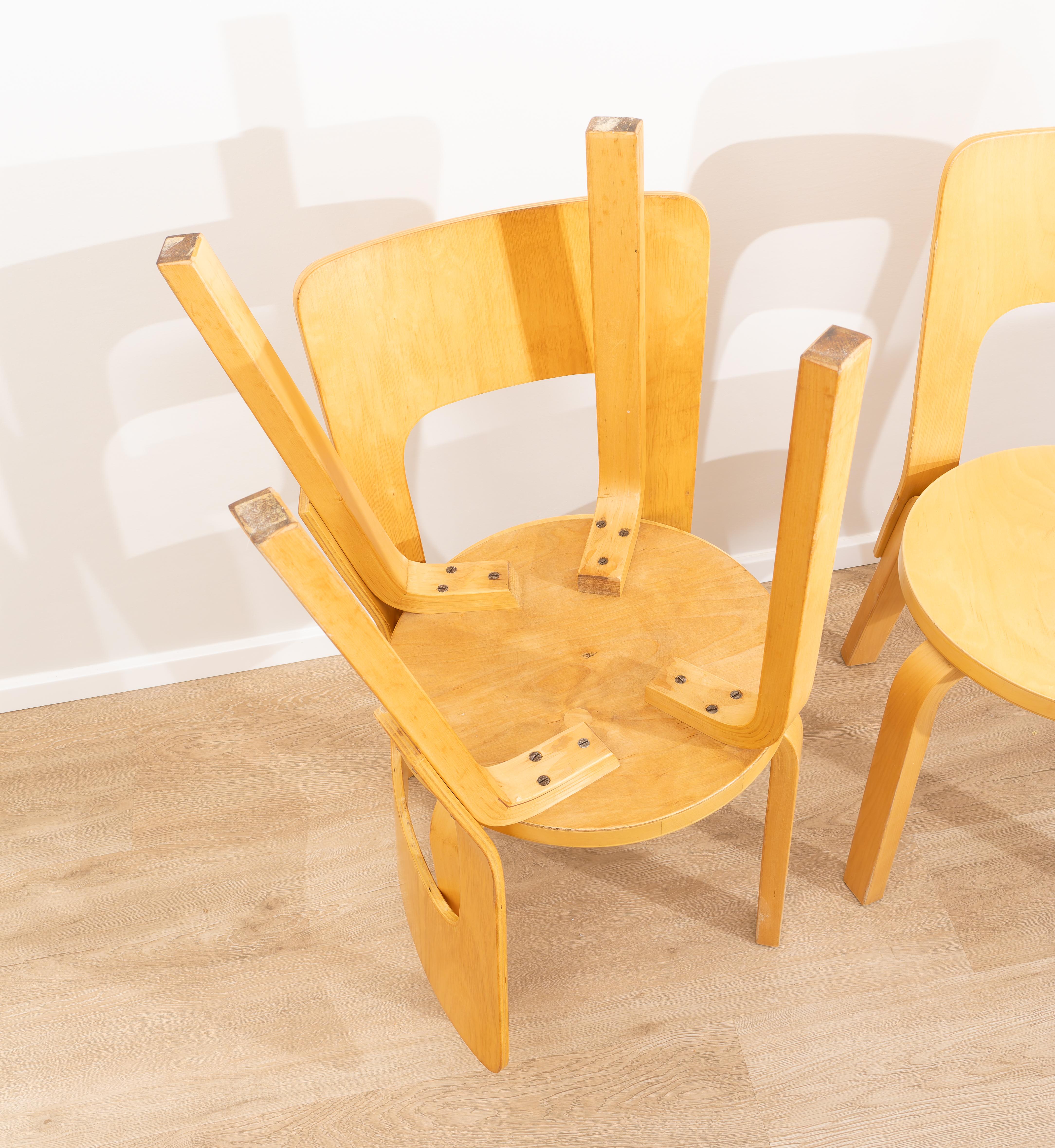 Mid-20th Century Sedie E66 di Alvar Aalto per Artek, Finlandia, Anni '50 in vendita