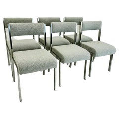 Chromed aluminum chairs by Sandro Petti 1970s upholstered in bouclé