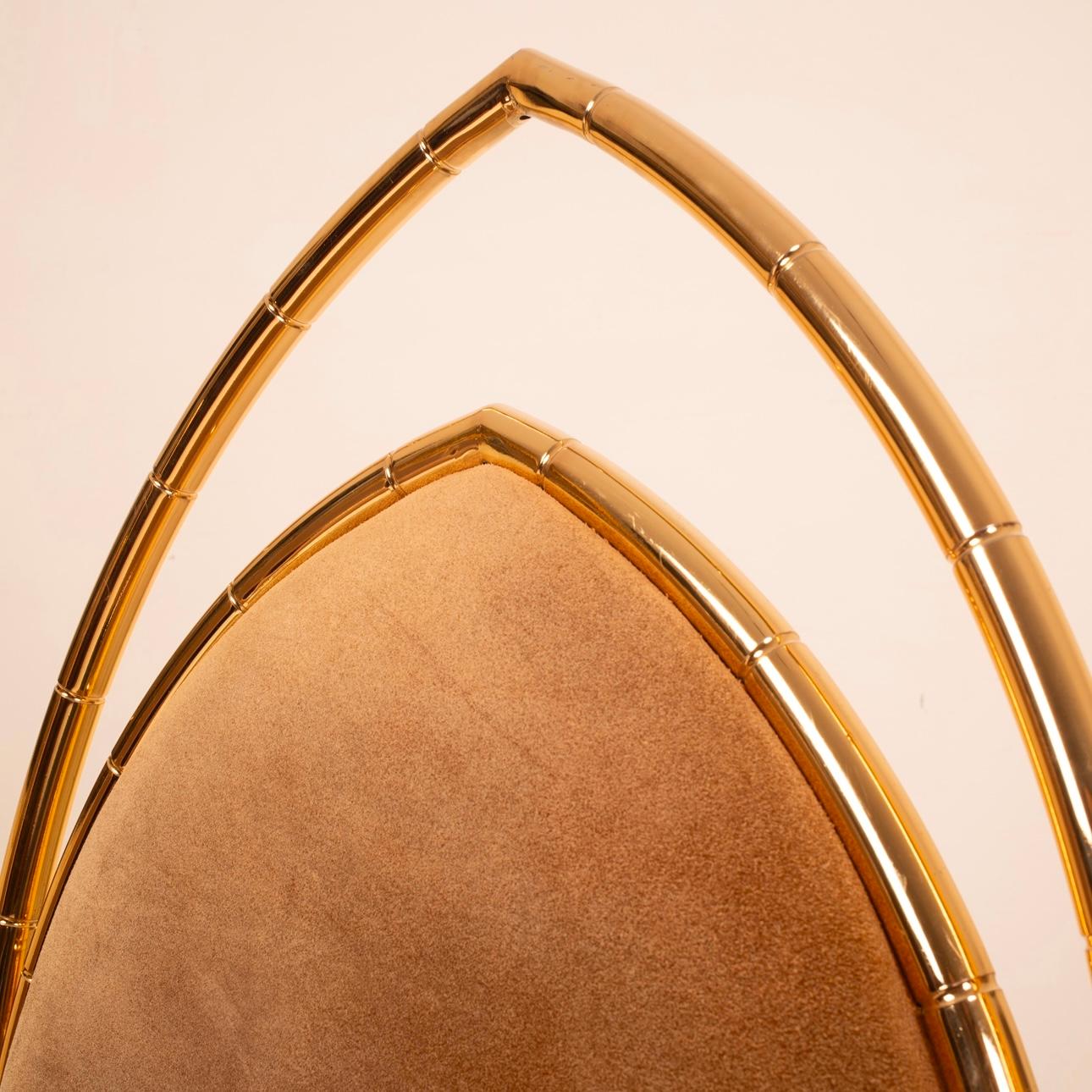 Late 20th Century Italian Suede and Brass Dining Chairs, 1970s