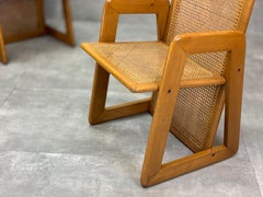 Vienna wood and straw chairs, 1970s, set of 4