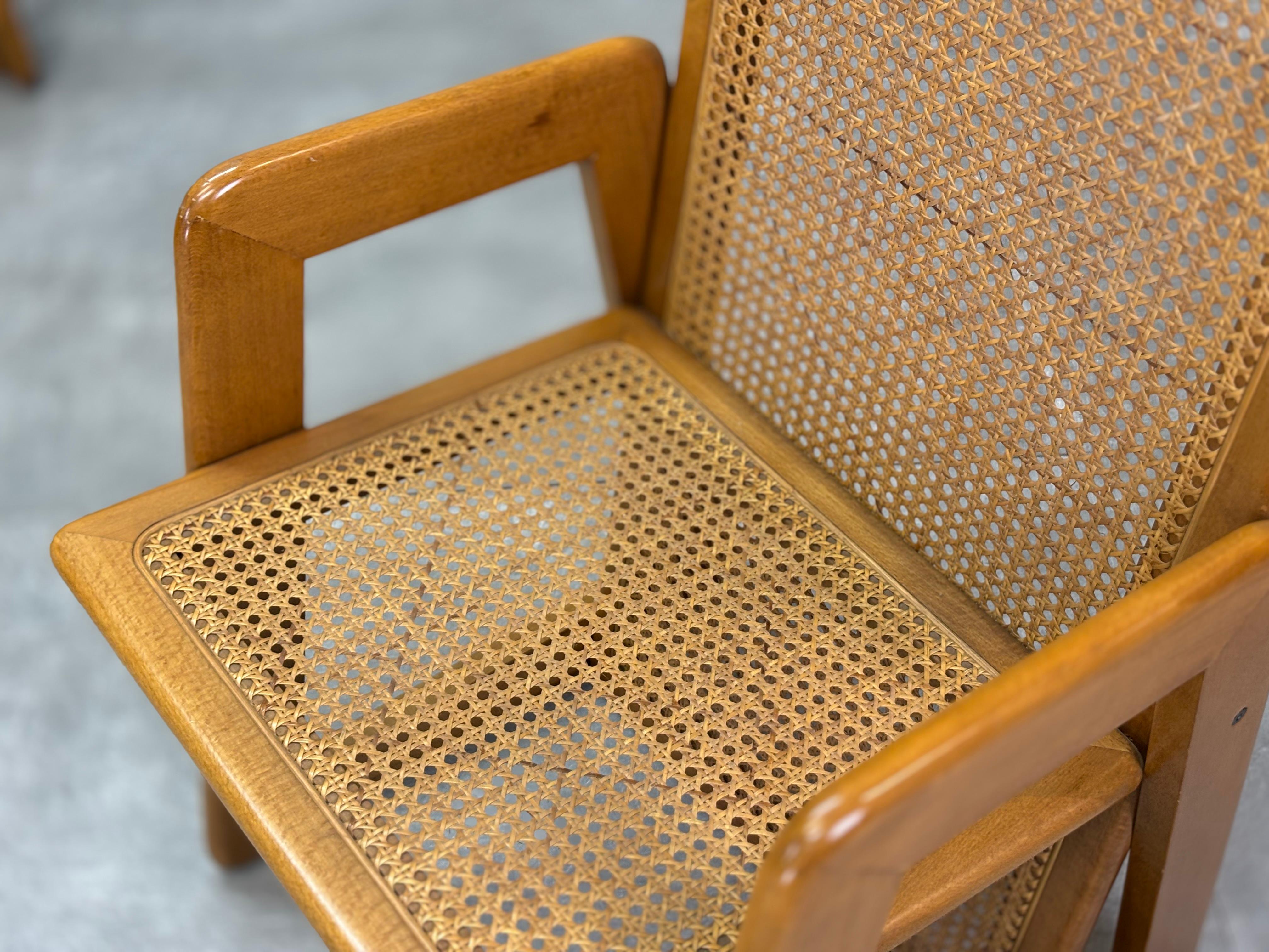 Stühle aus Holz und Wiener Stroh, 1970er Jahre, 4er-Set im Zustand „Gut“ im Angebot in Quarrata, IT