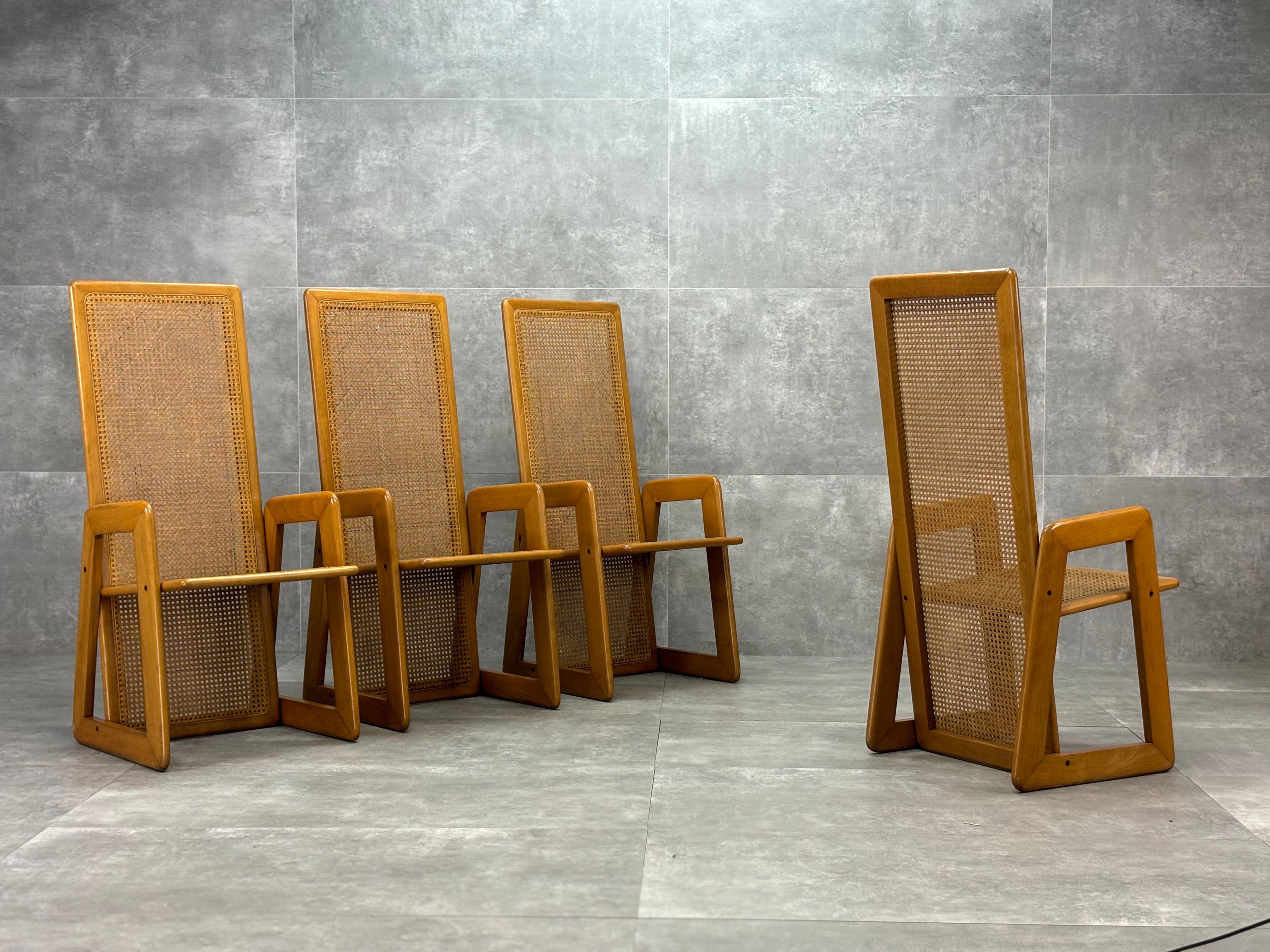 Stühle aus Holz und Wiener Stroh, 1970er Jahre, 4er-Set im Angebot 2