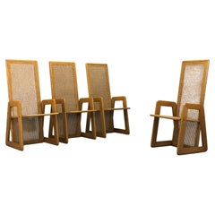 Vienna wood and straw chairs, 1970s, set of 4