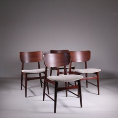 Wood and gray fabric chairs, Danish made