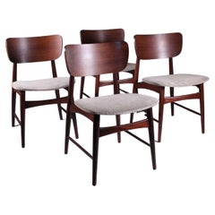 Wood and gray fabric chairs, Danish made