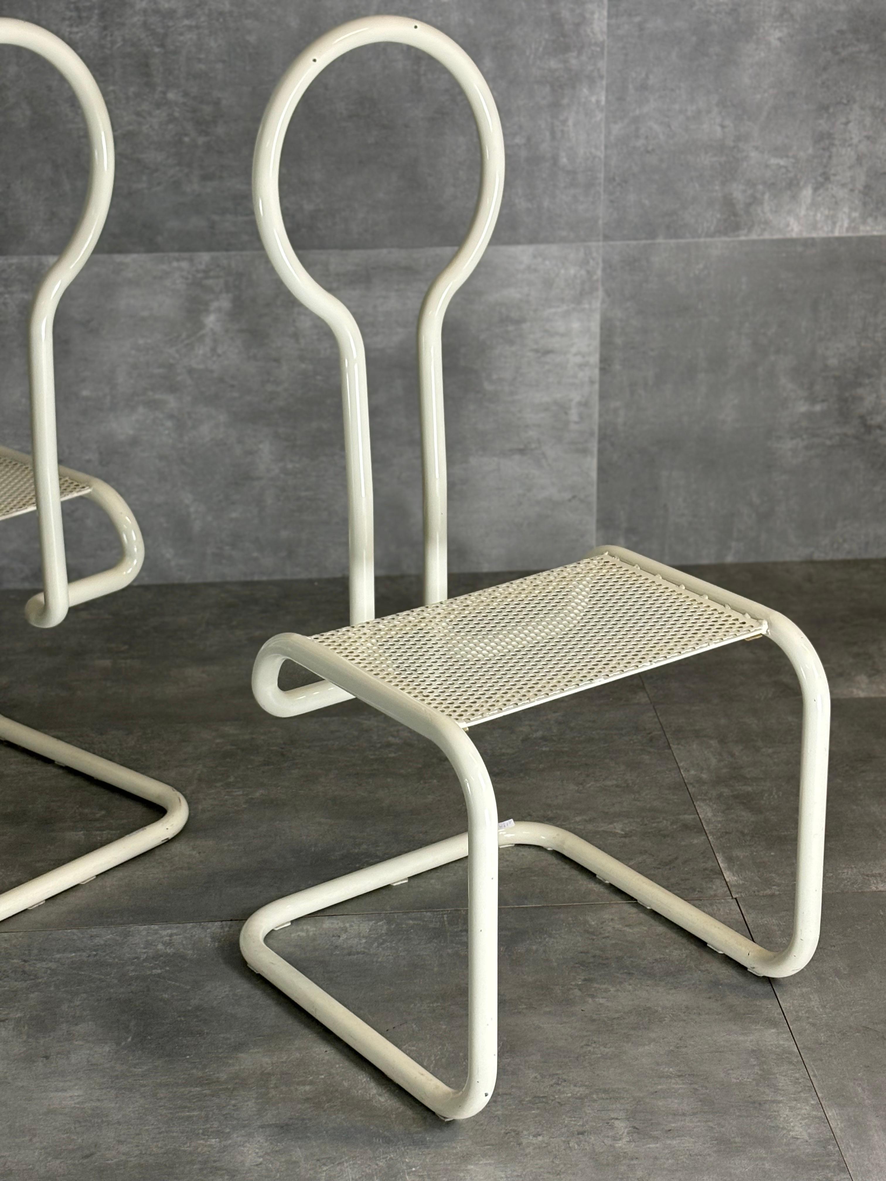 Chaises en métal de Marzio Cecchi, 1970, ensemble de 4 Bon état - En vente à Quarrata, IT