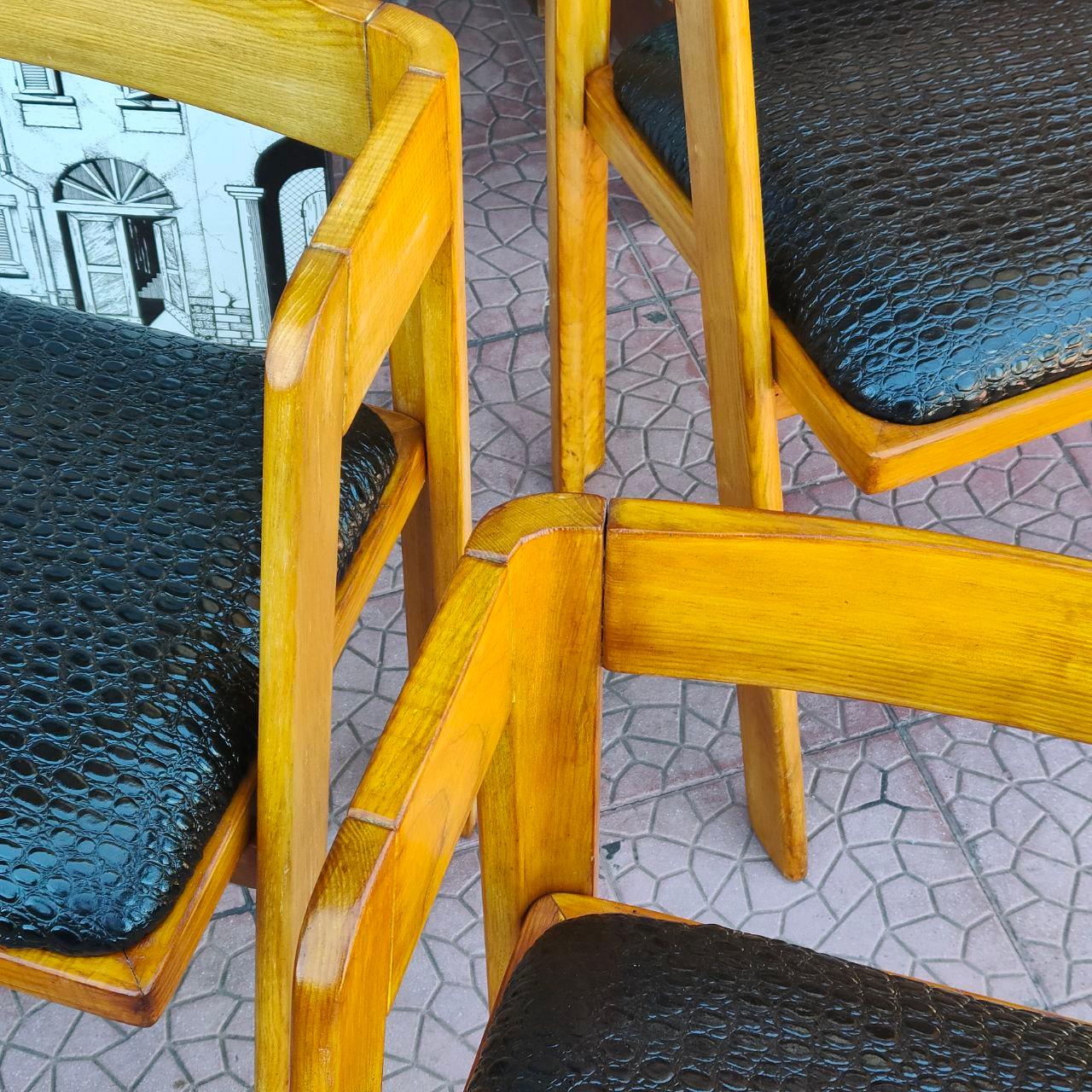 Sillas de cuero y madera de mediados de siglo de Tito Agnoli para Citterio, programa C Hecho a mano en venta
