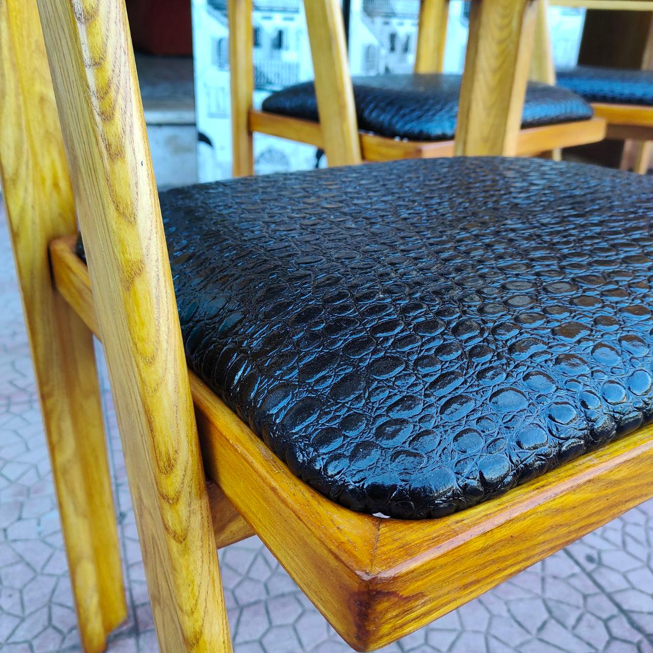 Sillas de cuero y madera de mediados de siglo de Tito Agnoli para Citterio, programa C en Excelente estado para la venta en Nicolosi, IT