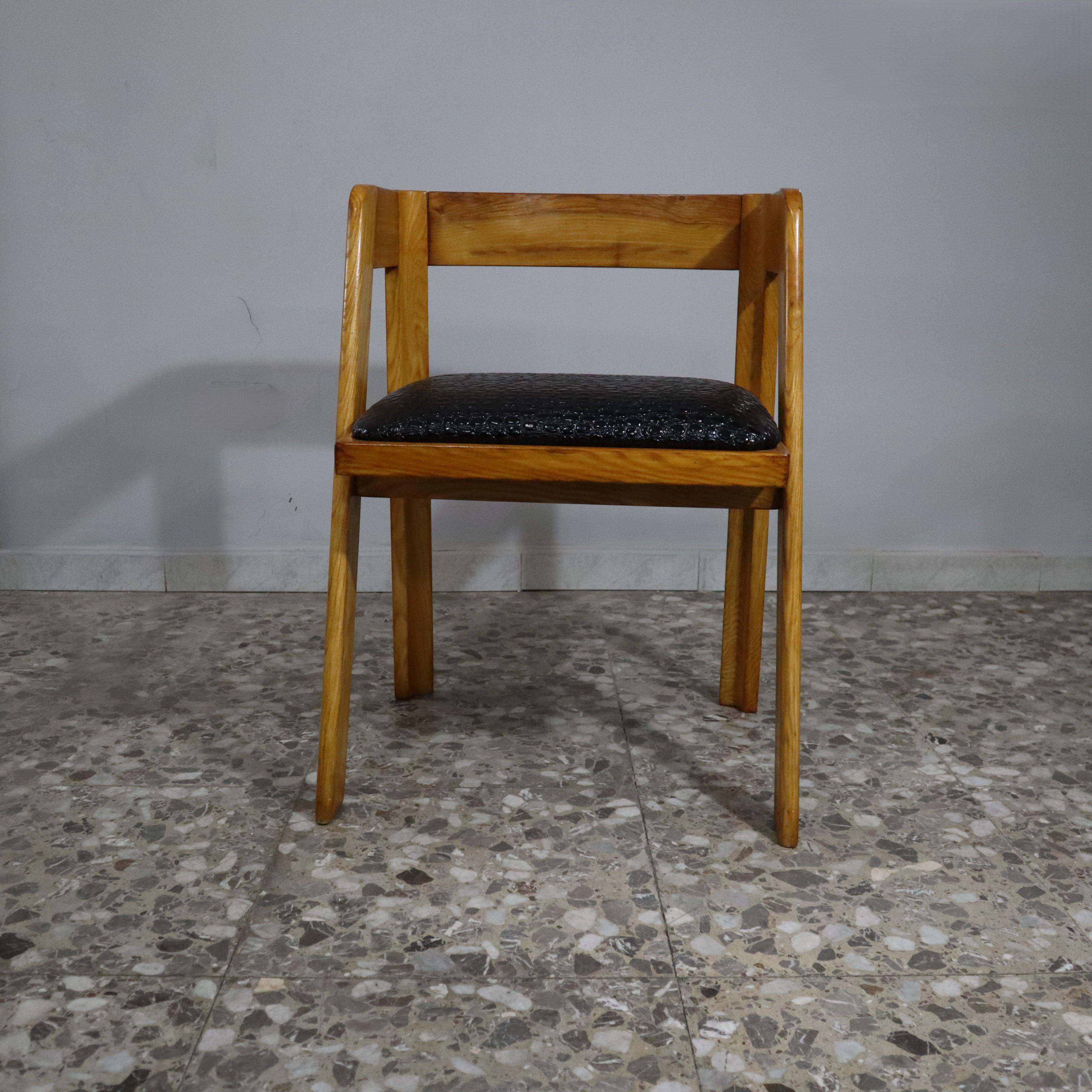 Sillas de cuero y madera de mediados de siglo de Tito Agnoli para Citterio, programa C Cuero en venta