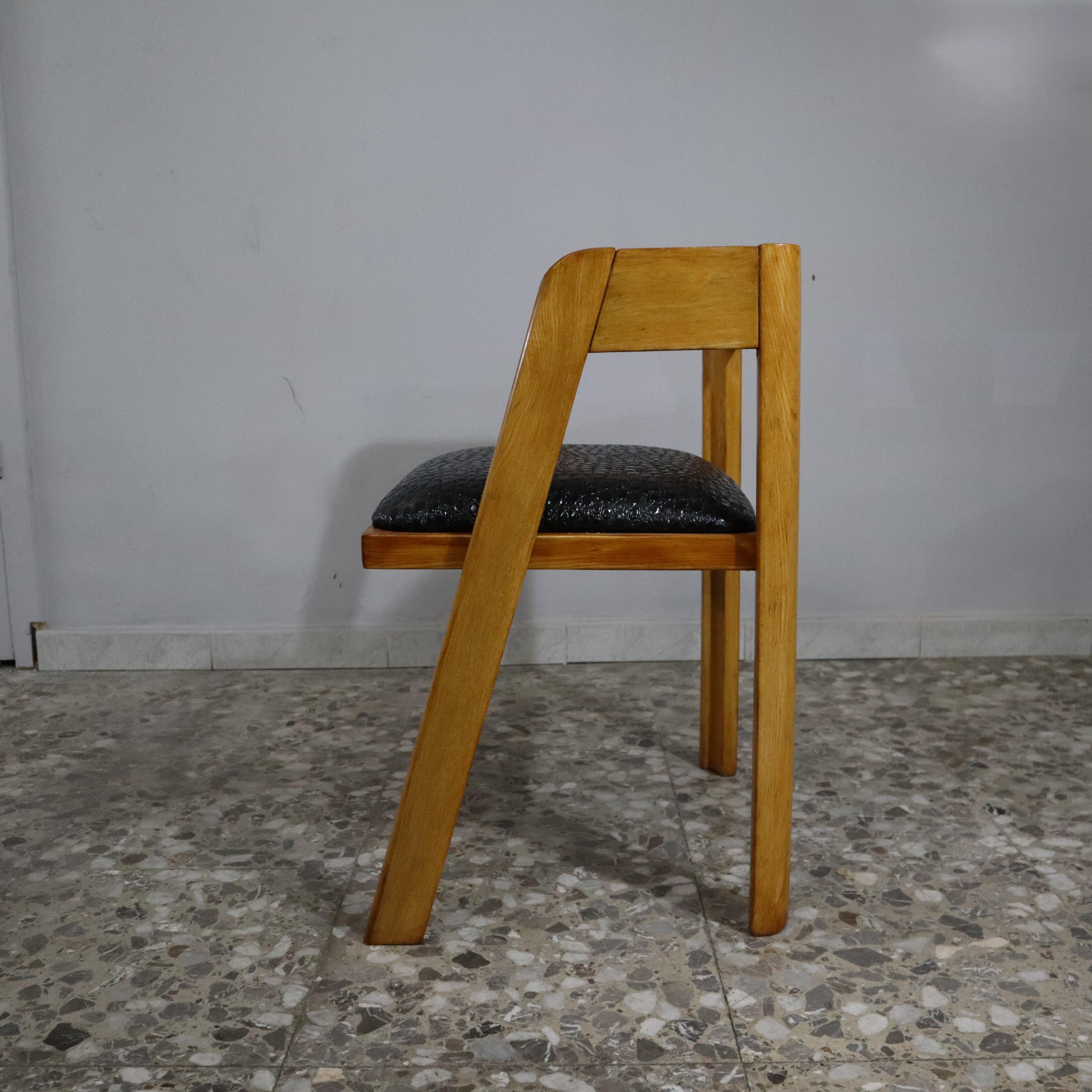 Sillas de cuero y madera de mediados de siglo de Tito Agnoli para Citterio, programa C en venta 1