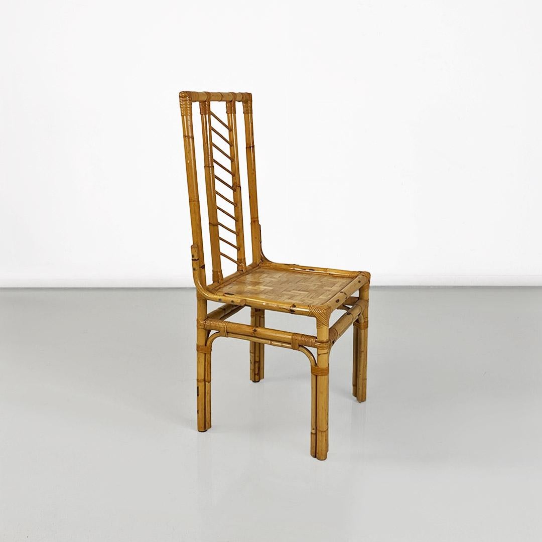 Sedie en rotin intrecciato, moderne italienne, con schienale alto, 1960 vers 19 Bon état - En vente à MIlano, IT