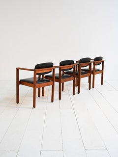 Teak and leather chairs, Denmark 1960s
