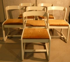 Velvet and wood chairs by Mario Sabot, Italy, 1970s, set of 6