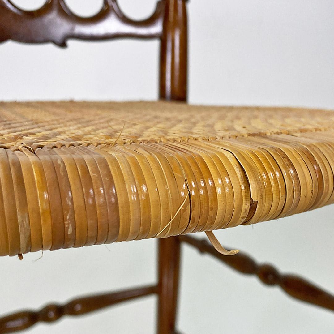Italian Chiavari chairs in walnut and wicker by Colombo Sanguineti 1960s For Sale 7