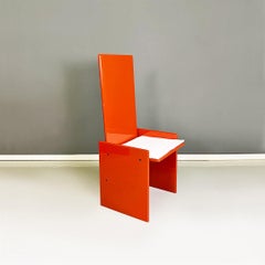 Italian red lacquered wood Kazuki chairs by Kazuhide Takahama, Simon Gavina 1969