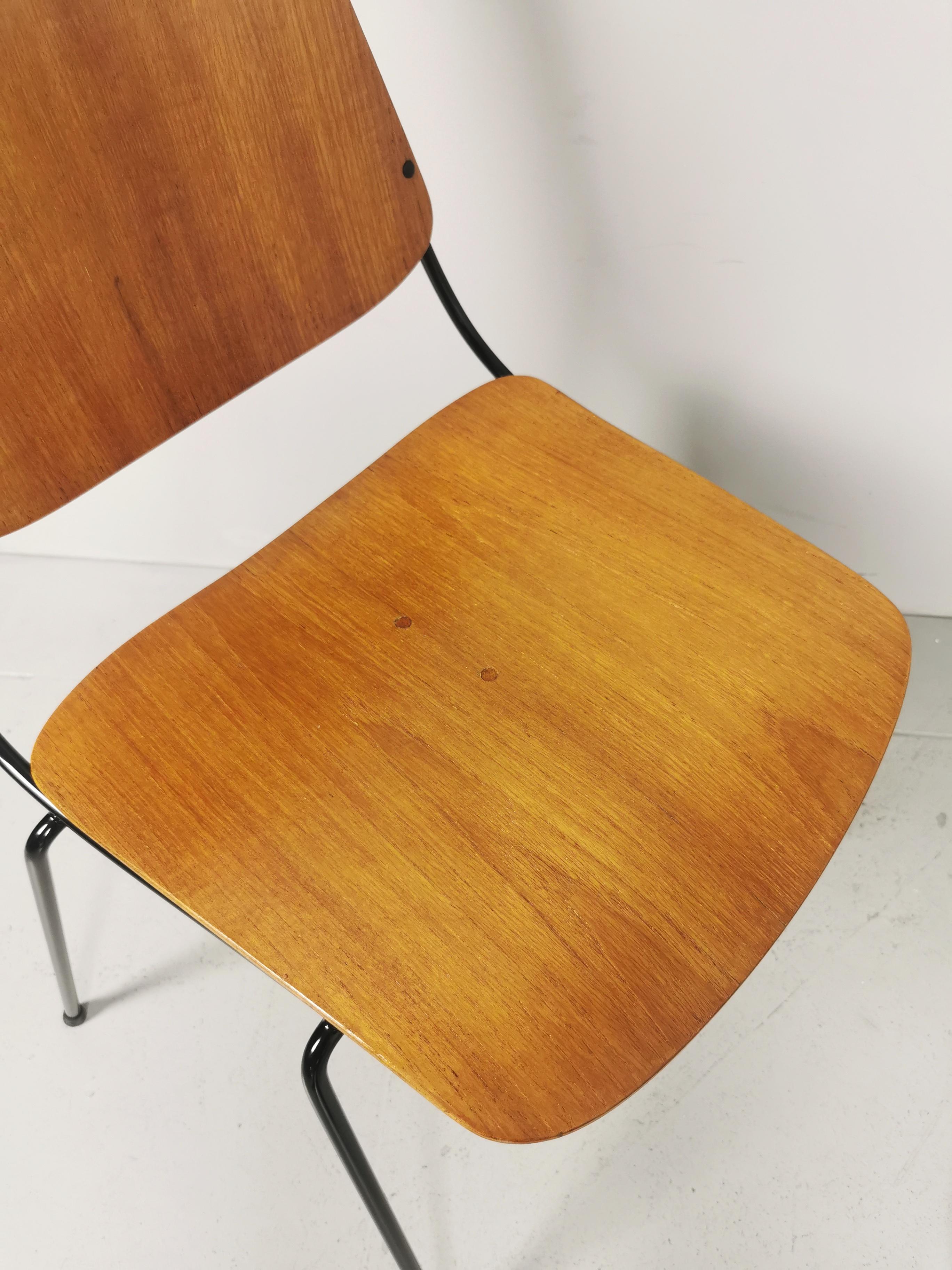 Sedie legno teak curvato Augusto Bozzi per Saporiti 1950 (Eisen) im Angebot