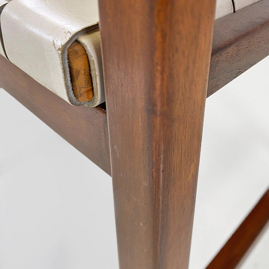 Modern Italian beech wood and white leather chairs by Poltronova 1960s For Sale 7