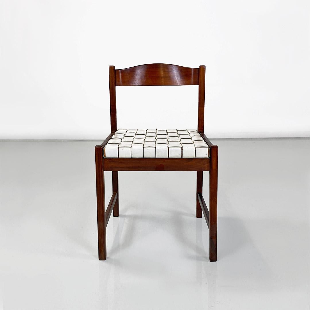 Mid-20th Century Modern Italian beech wood and white leather chairs by Poltronova 1960s For Sale