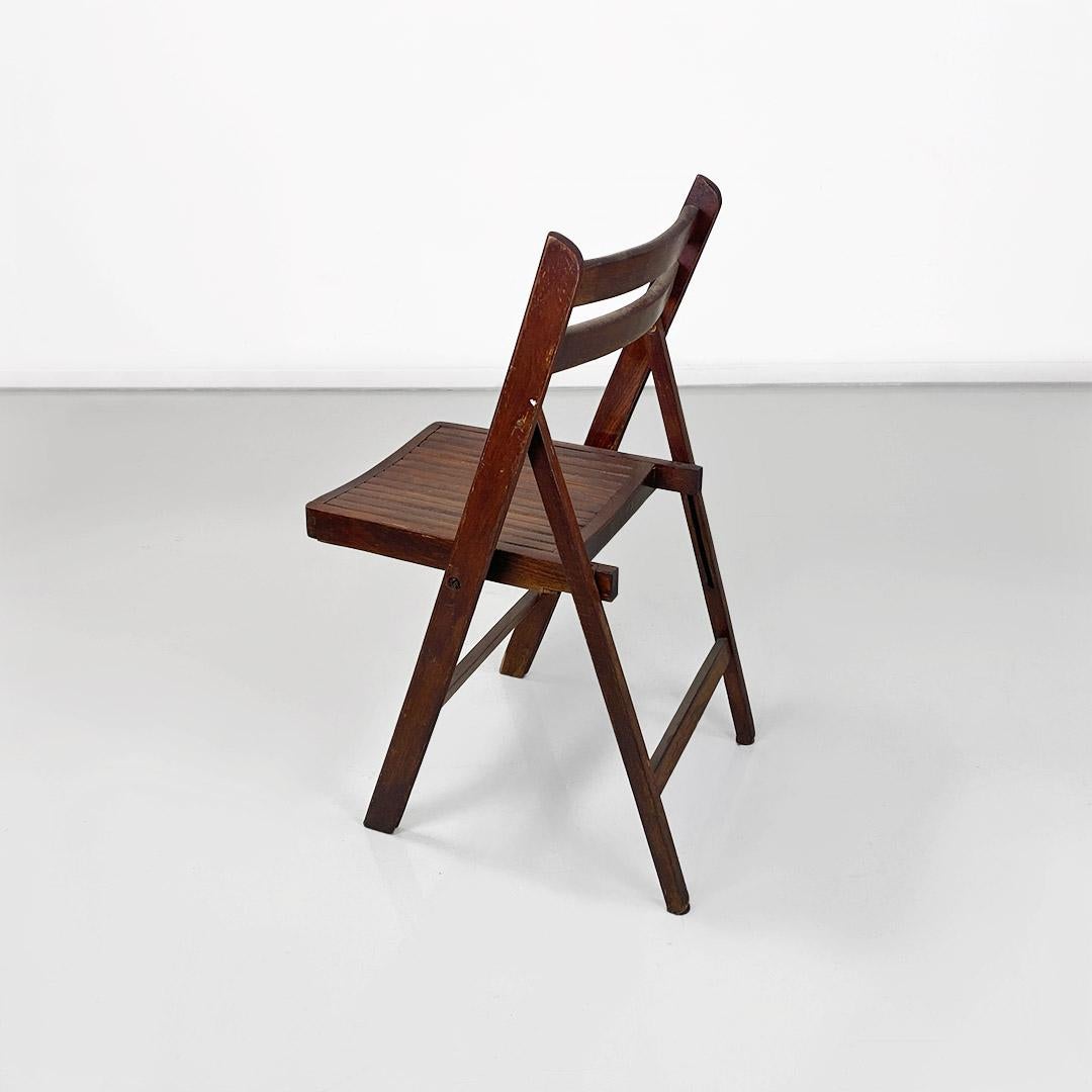 Mid-Century Modern Folding chairs, Italian modernism, solid teak wood, ca. 1960. For Sale