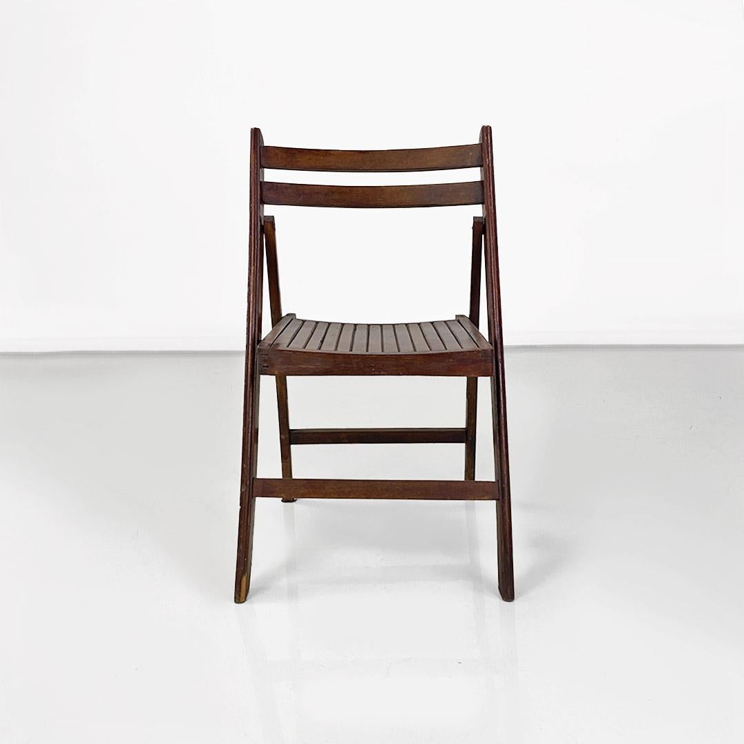 Teak Folding chairs, Italian modernism, solid teak wood, ca. 1960. For Sale