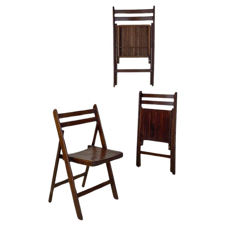 Folding chairs, Italian modernism, solid teak wood, ca. 1960. For Sale
