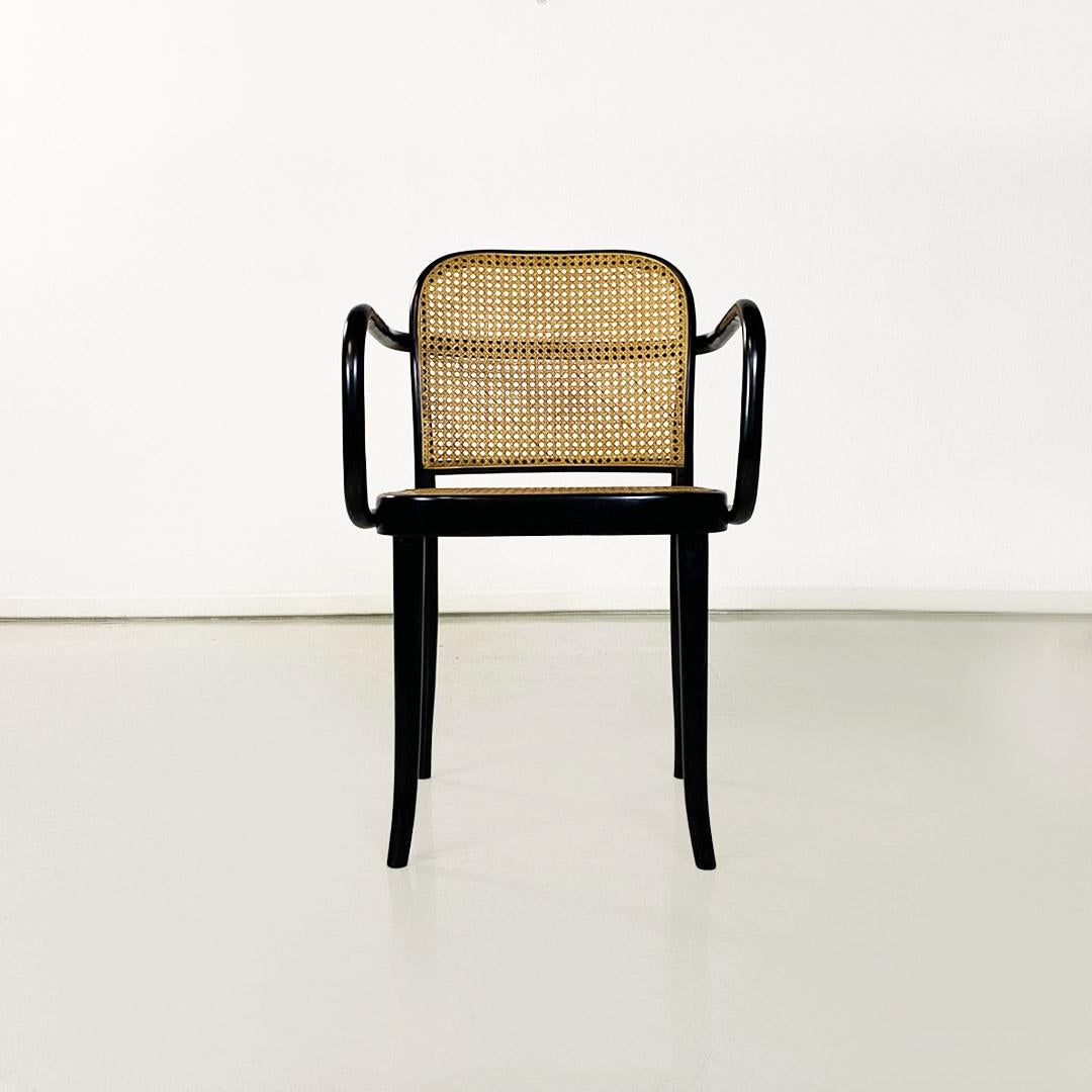 Mid-Century Modern Italian wood and Vienna straw Praga chairs by Josef Hoffmann for Ligna, 1970s For Sale