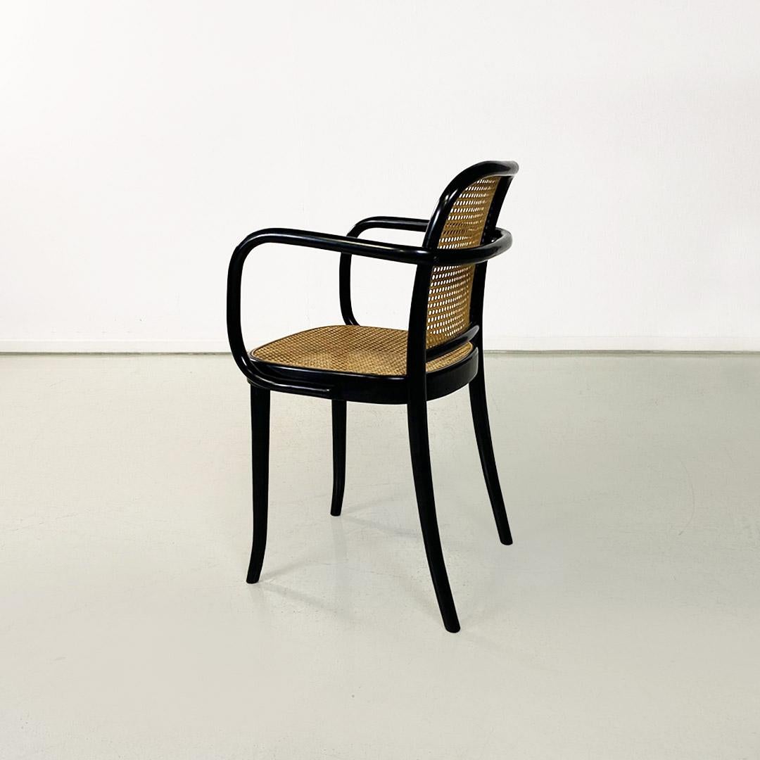Italian wood and Vienna straw Praga chairs by Josef Hoffmann for Ligna, 1970s In Good Condition For Sale In MIlano, IT