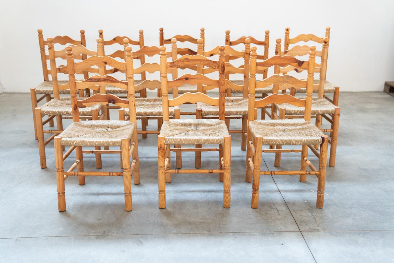 Friulian rustic chairs with turned legs, set of 12, 1980-1990 For Sale 12