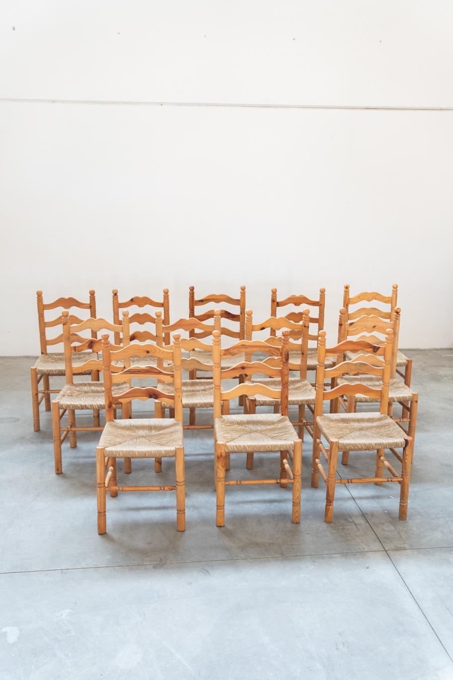 Friulian rustic chairs with turned legs, set of 12, 1980-1990 For Sale 13