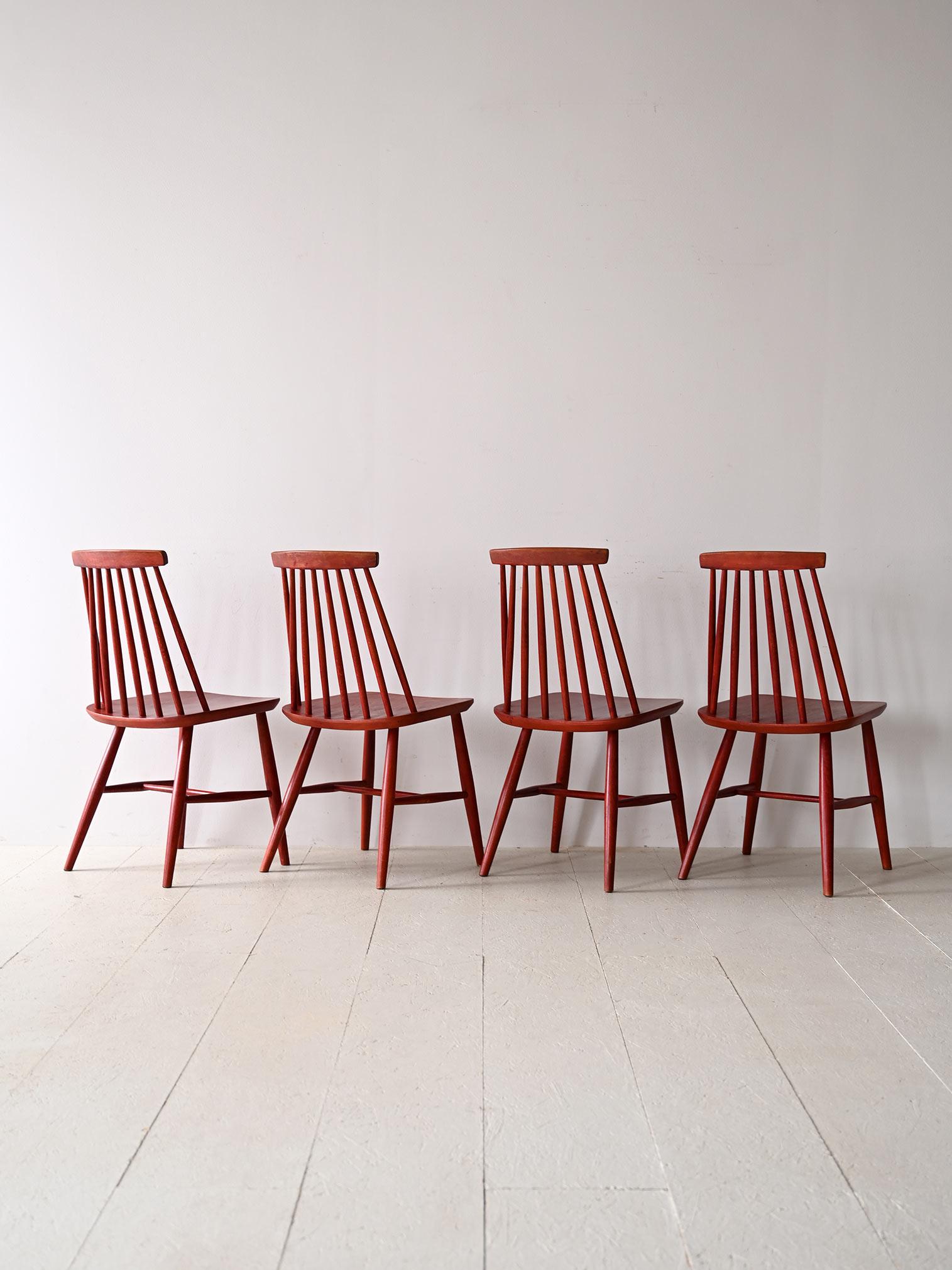 Scandinavian Modern Scandinavian vintage red chairs For Sale