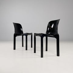 Italian glossy black plastic Selene chairs, Vico Magistretti for Artemide, 1960s